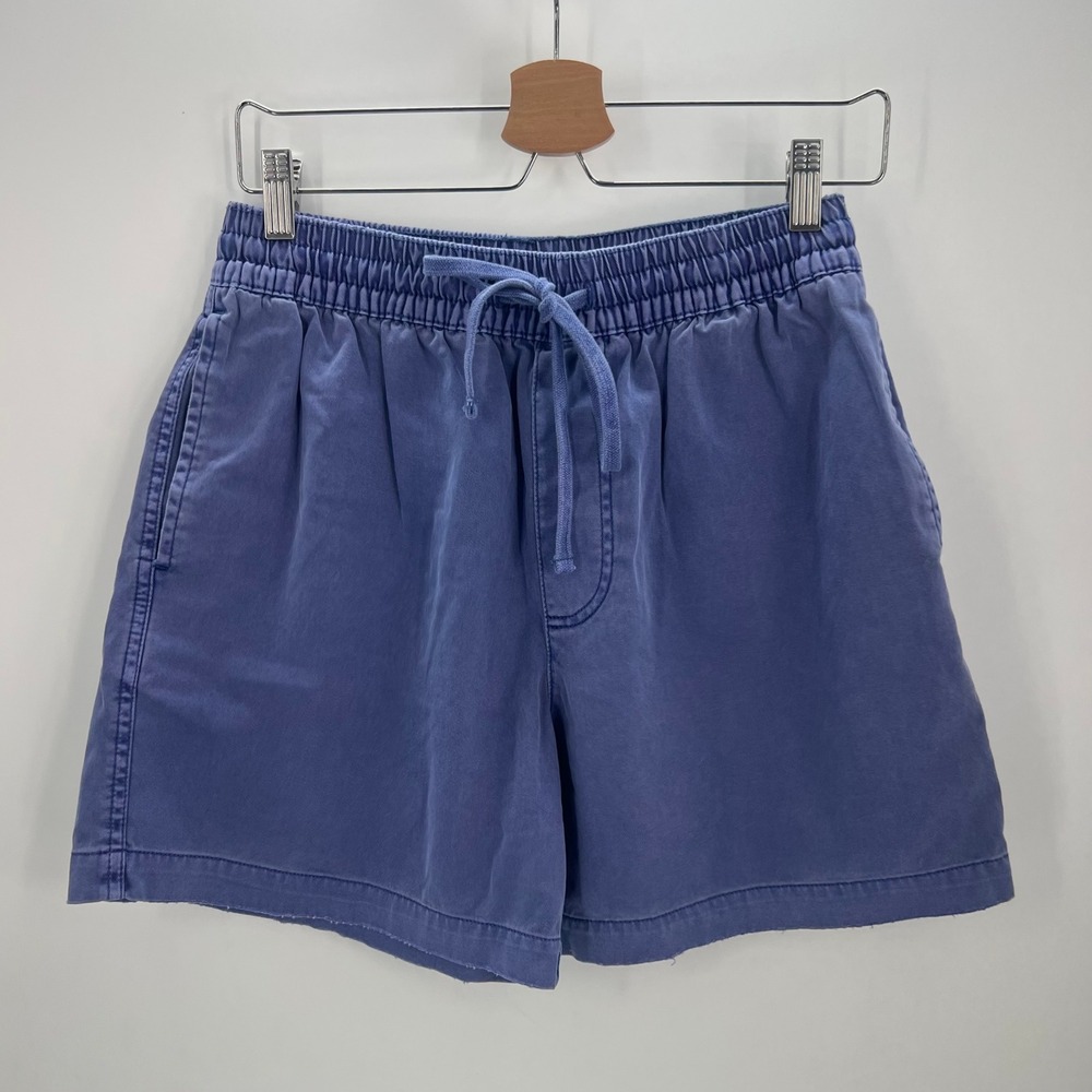 Urban Outfitters Mens Faded Blue Cotton Twill Volley Shorts Elastic Waist Small
